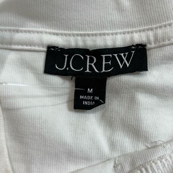 J. Crew Relaxed lattice-embellished cropped T-shirt in white NWT size Med. - Picture 10 of 16